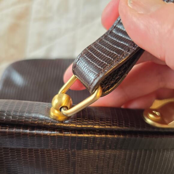 Via Spiga Purse Womens Expresso Snake Embossed Leather Classic Old Money READ - Picture 16 of 16